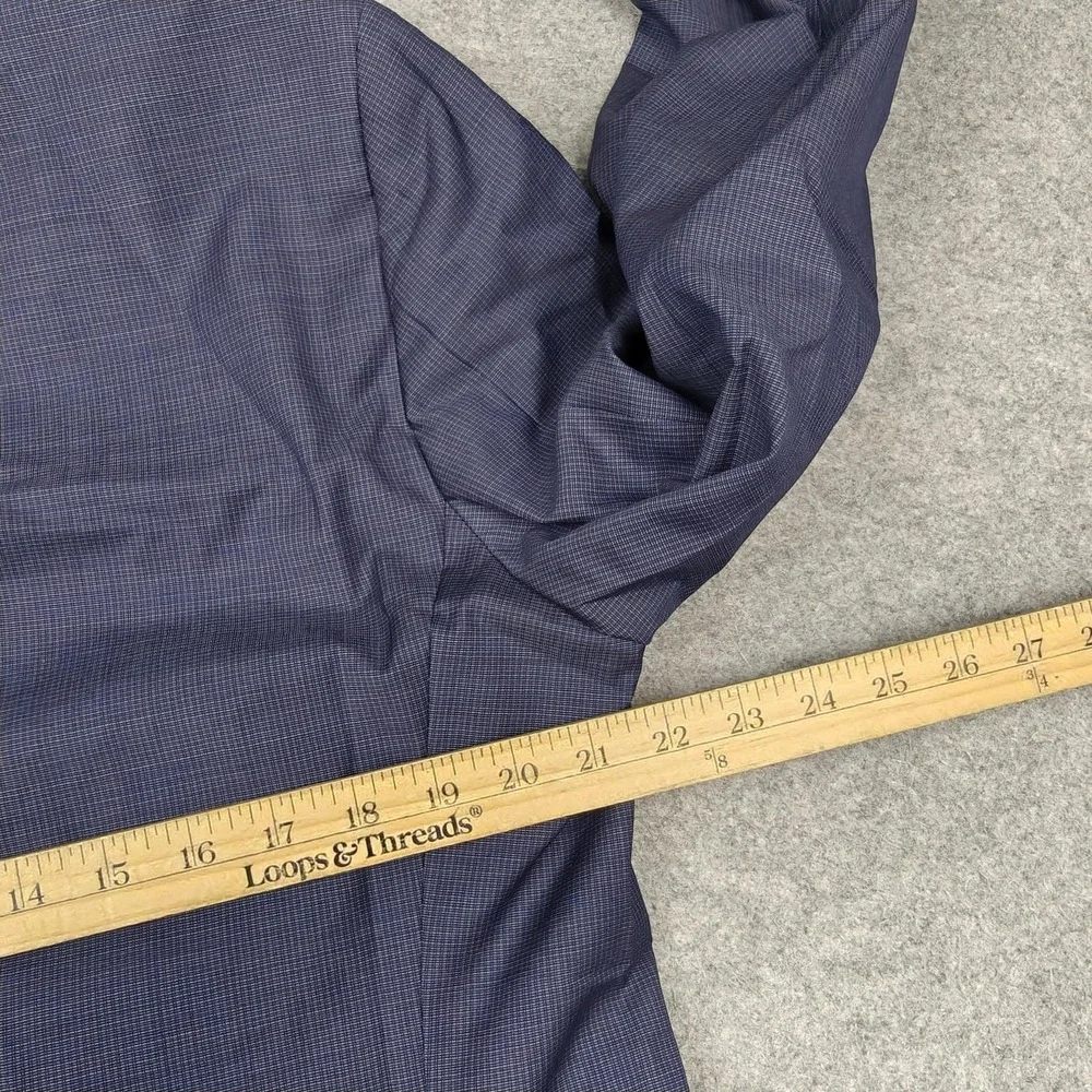 Hugo Boss Blazer Mens 42L Blue Check Super 120 Wool 2 Button Suit Jacket